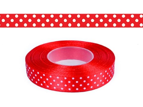 Tasiemka satynowa w kropki 12 mm