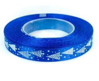 Wstążka satynowa z nadrukiem 12mm-choinki