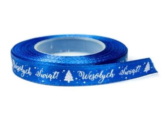 Wstążka satynowa z nadrukiem 12mm-wesołych świąt